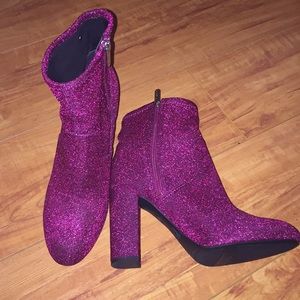 Pink Sparkly Heel Booties